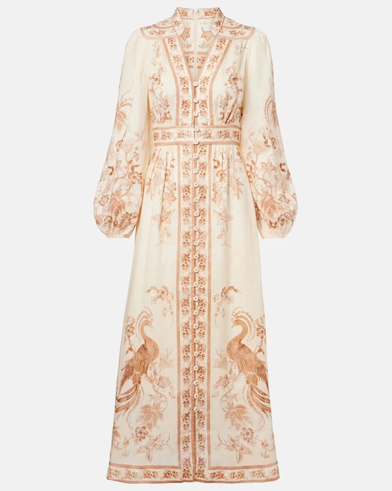 Zimmermann Midikleid Indra aus Leinen Weiß