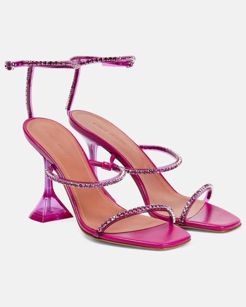 Amina Muaddi Verzierte Sandalen Gilda Glass Rosa