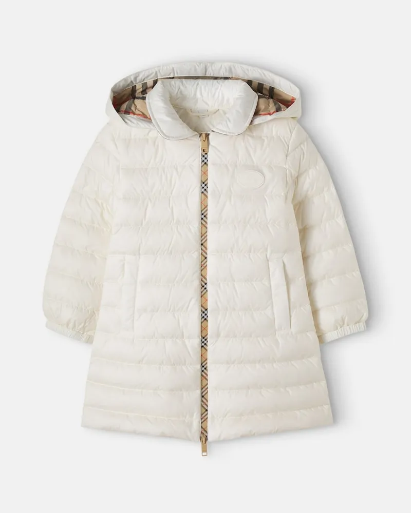 Burberry Burberry Check Daunenjacke Weiß