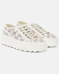 Gucci Verzierte Plateau-Sneakers GG Beige