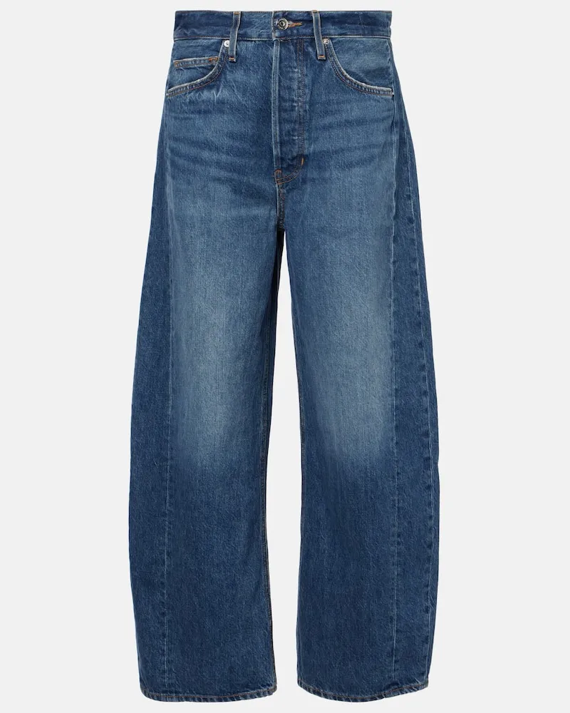 Veronica Beard High-Rise Barrel Jeans Ryder Blau