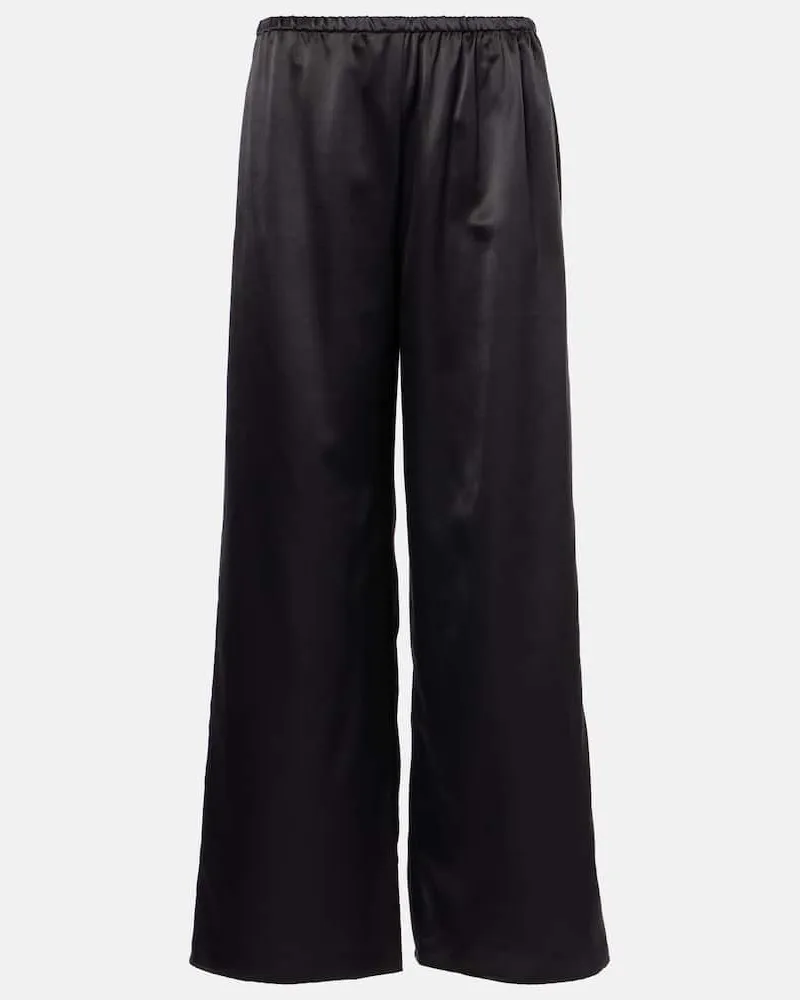 ASCENO Weite Hose Austin aus Seide und Wolle Schwarz