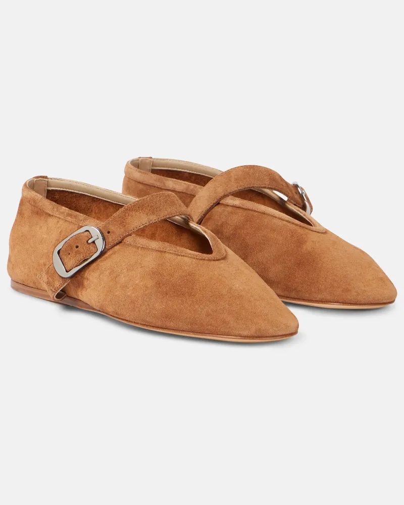 Le Monde Béryl Le Monde Béryl Mary-Jane-Ballerinas Stella aus Veloursleder Braun