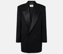 Oversize-Blazer aus Wolle mit Satin