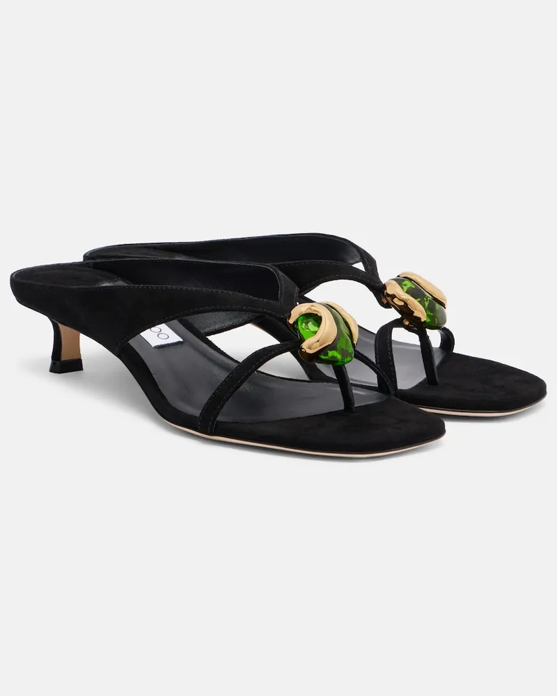 Jimmy Choo Verzierte Sandalen Emeri Stone Schwarz