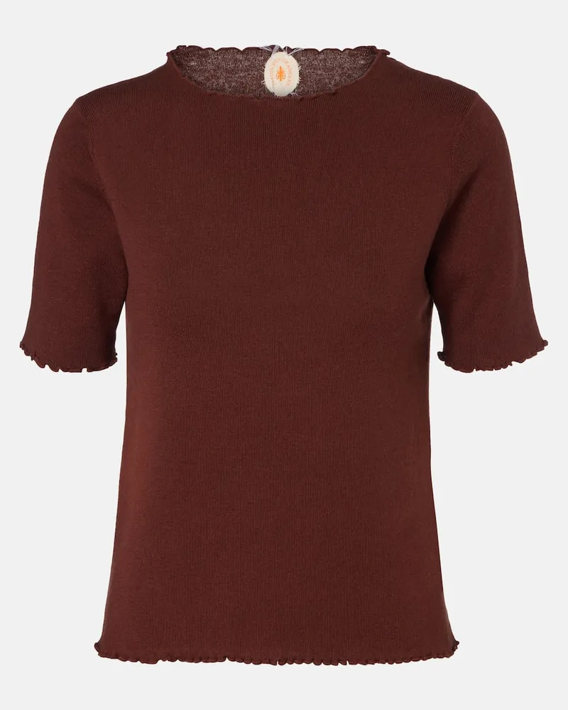 Jardin des Orangers Pullover aus Baumwolle, Seide und Kaschmir Braun