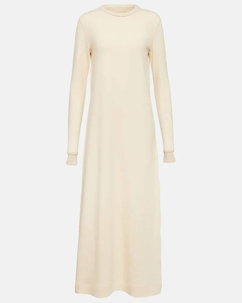 Jil Sander Midikleid aus Wolle und Baumwolle Weiß