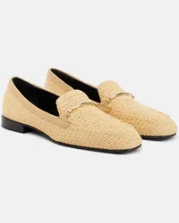 Victoria Beckham Loafers aus Raffiabast mit Leder Beige