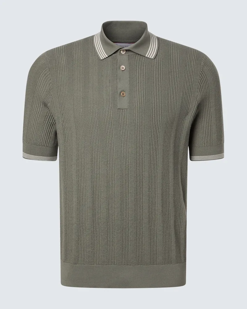 Brunello Cucinelli Polohemd aus Rippstrick Grün