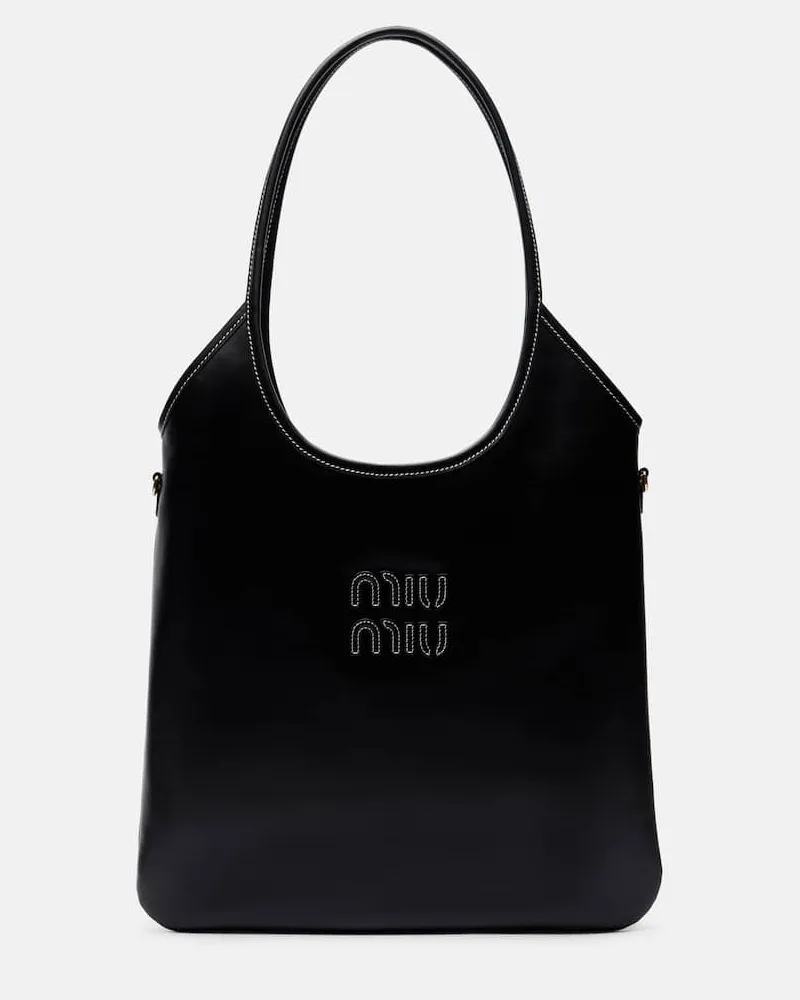 Miu Miu Schultertasche Ivy aus Leder Schwarz