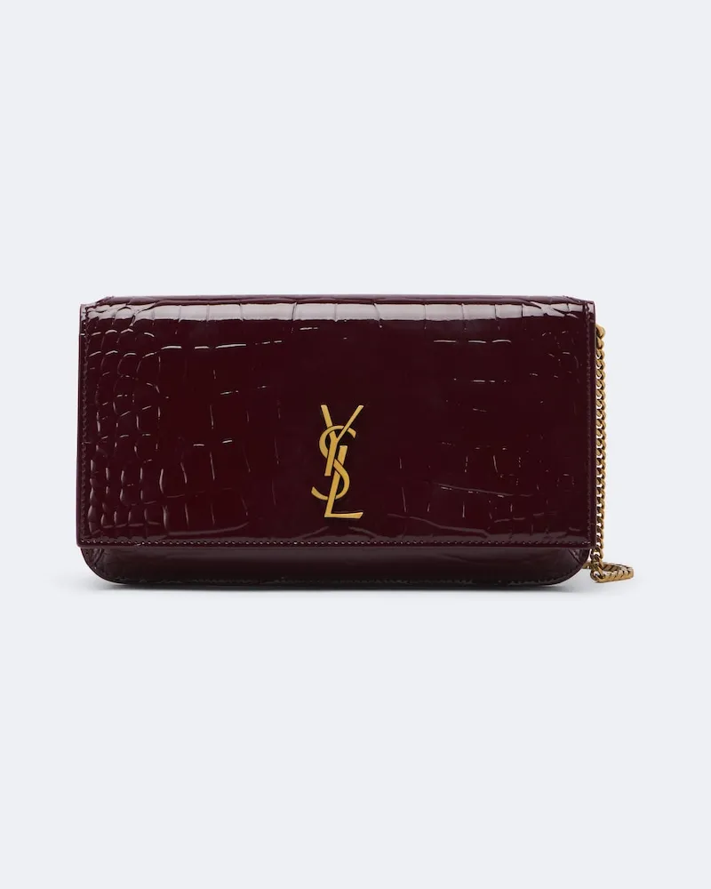Saint Laurent Smartphone-Etui Cassandre aus Leder Burgunderrot