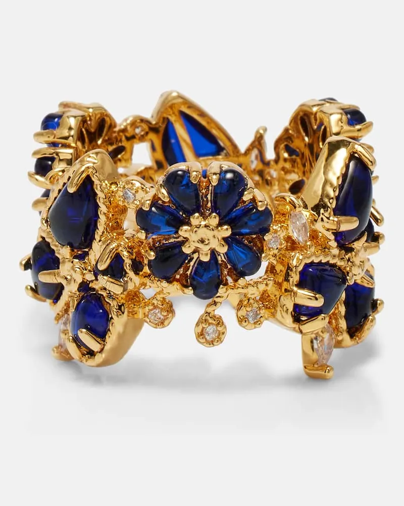 Zimmermann Ring Bloom Band mit Kristallen Blau