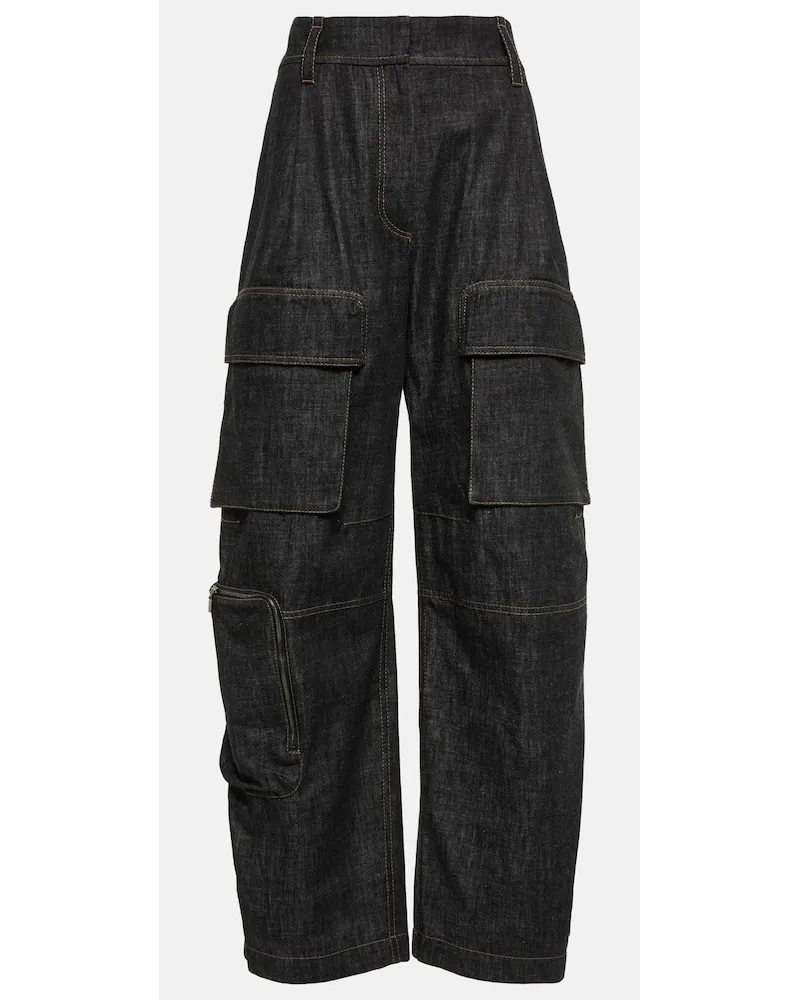 Brunello Cucinelli High-Rise-Cargohose aus Denim Schwarz