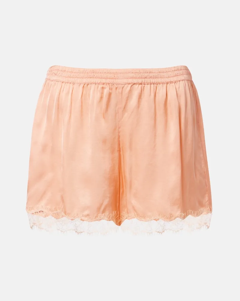 Poupette St Barth Shorts Doris aus Satin mit Spitze Rosa