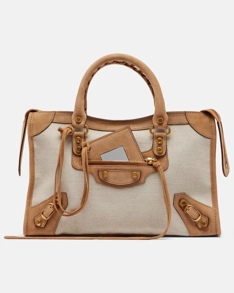 Balenciaga Tasche Le City Small aus Canvas Beige