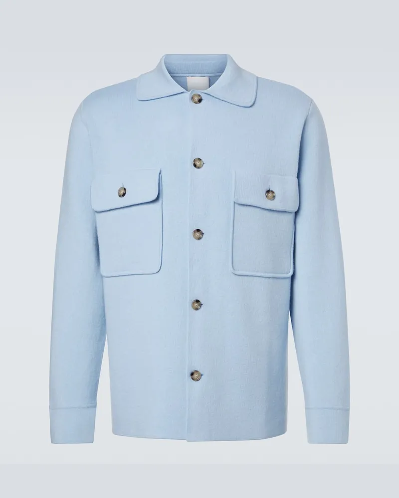 ALLUDE Hemdjacke aus Wolle und Kaschmir Blau
