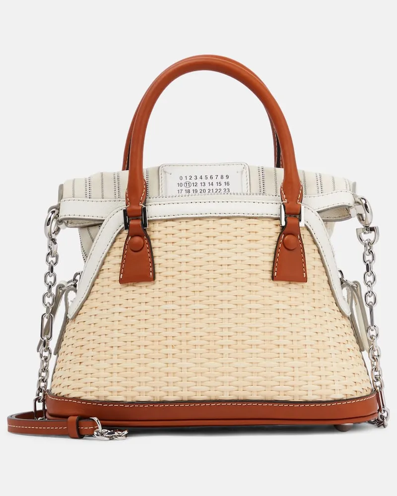 Maison Margiela Tote 5AC Mini aus Raffiabast Weiß