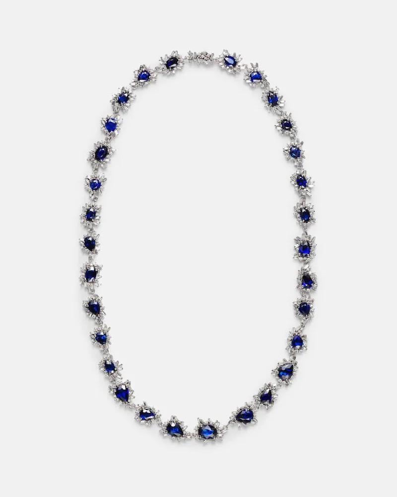 Suzanne Kalan Halskette aus 18kt Weißgold mit Diamanten und Saphiren Gold