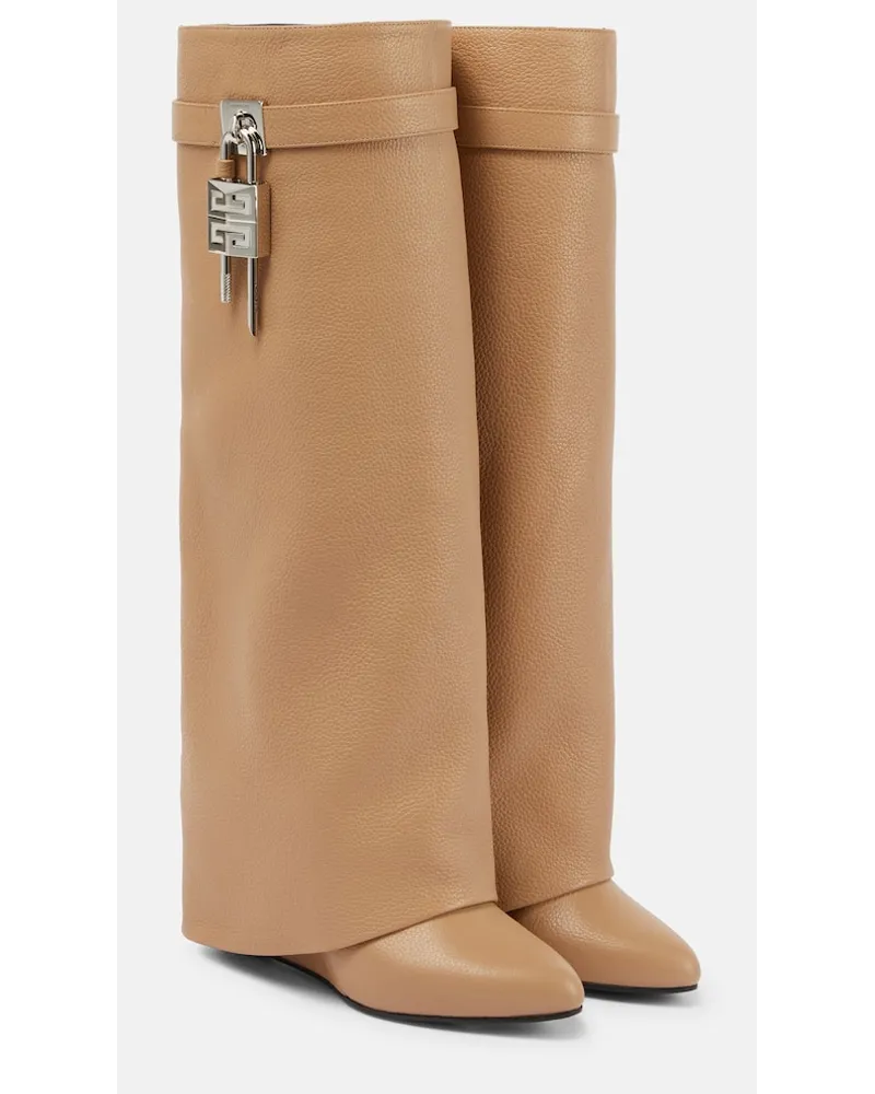Givenchy Stiefel Shark Lock aus Leder Beige