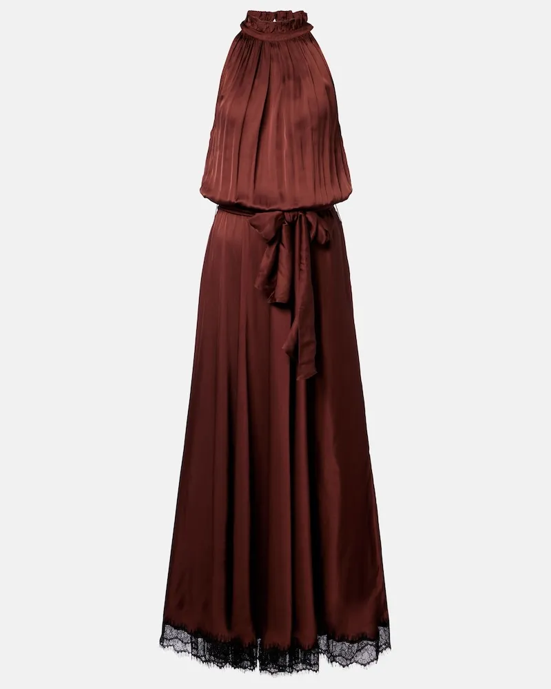Poupette St Barth Maxikleid Nina aus Satin Braun