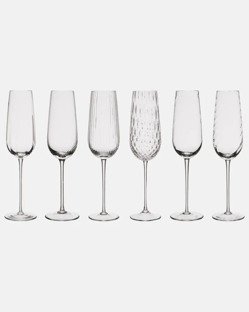 NasonMoretti Set Tolomeo aus sechs Champagnerflöten Transparent
