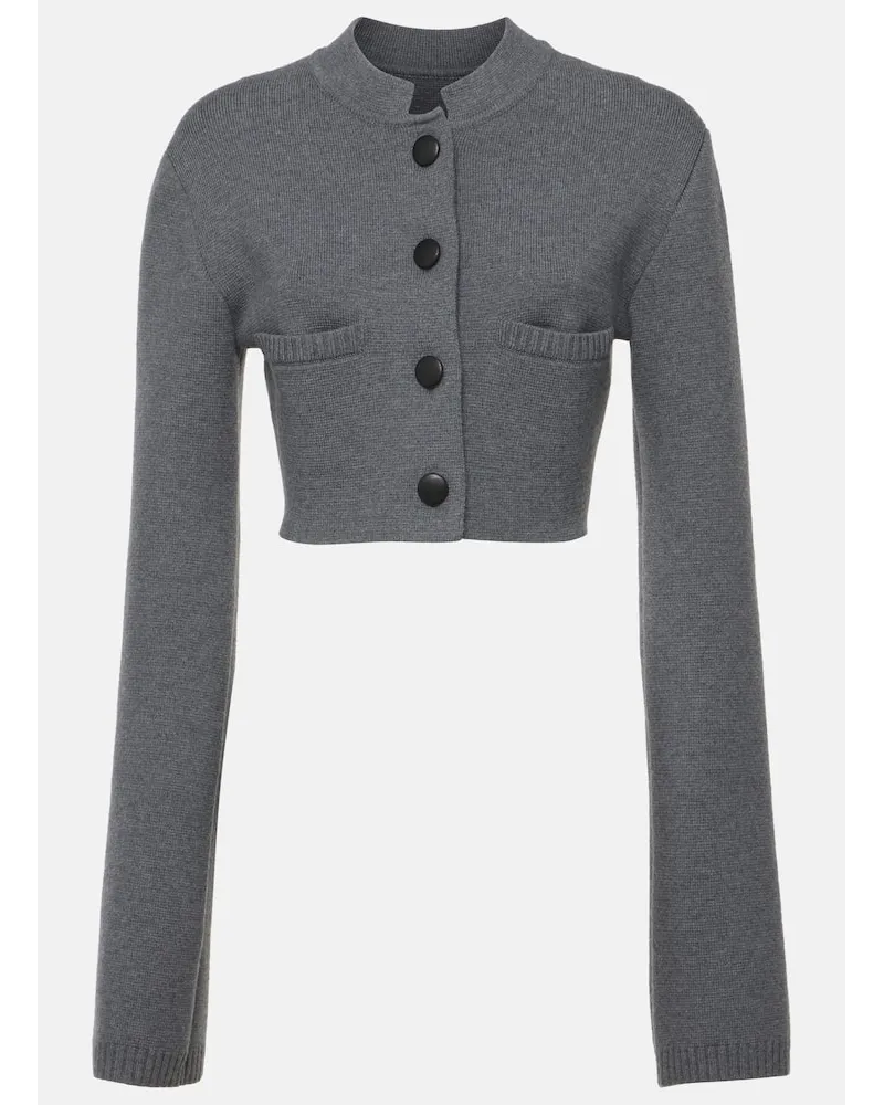 KHAITE Cropped-Cardigan Ello aus einem Wollgemisch Grau