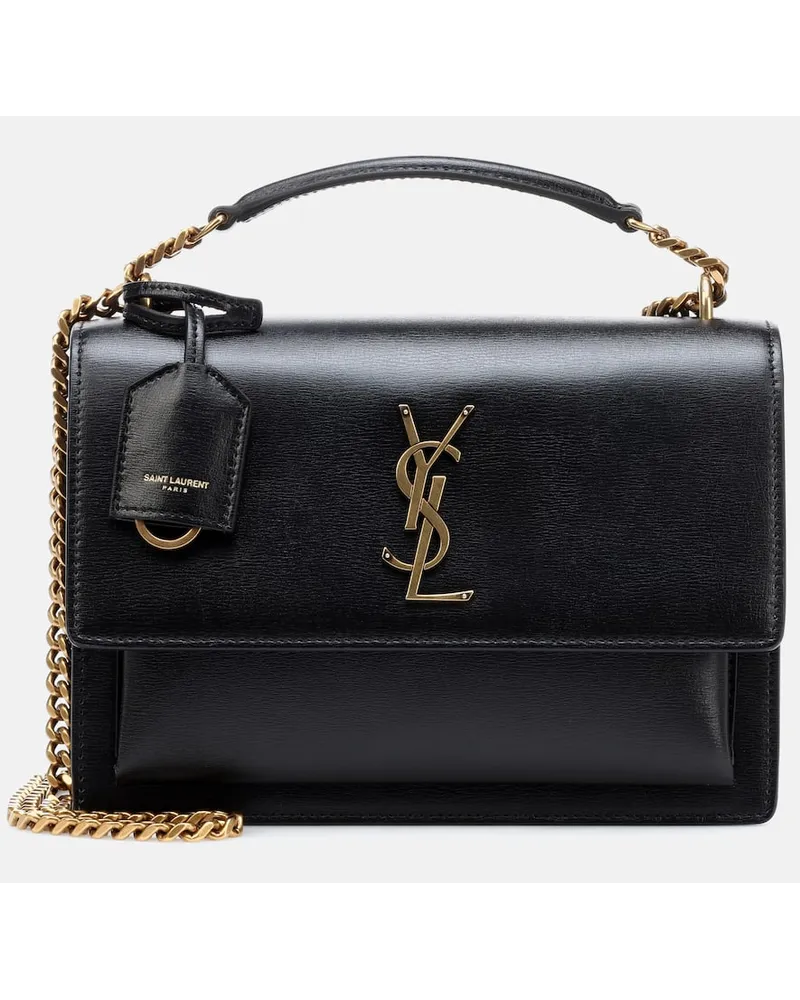 Saint Laurent Schultertasche Sunset Medium aus Leder Schwarz