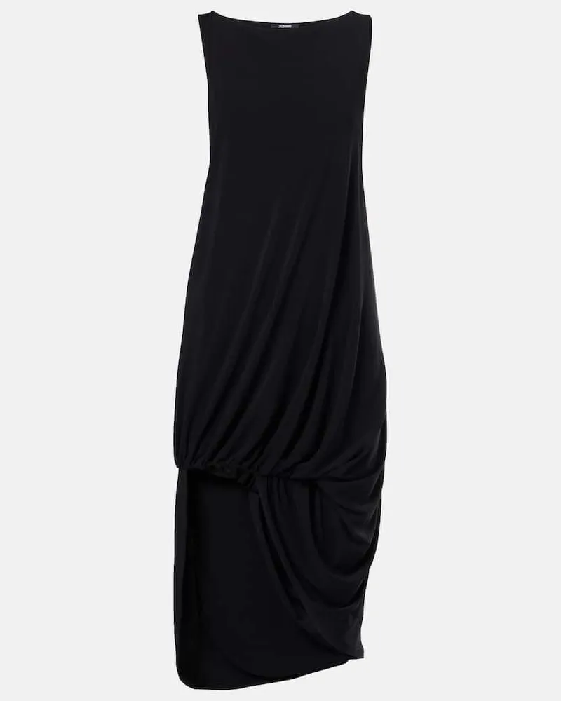 Jacquemus Midikleid Peplo aus Jersey Schwarz