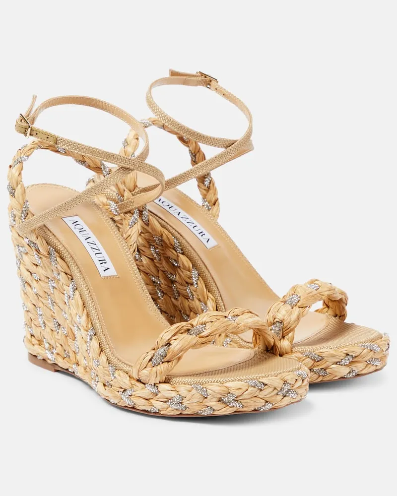 Aquazzura Verzierte Espadrille-Sandalen Costiera 120 Beige