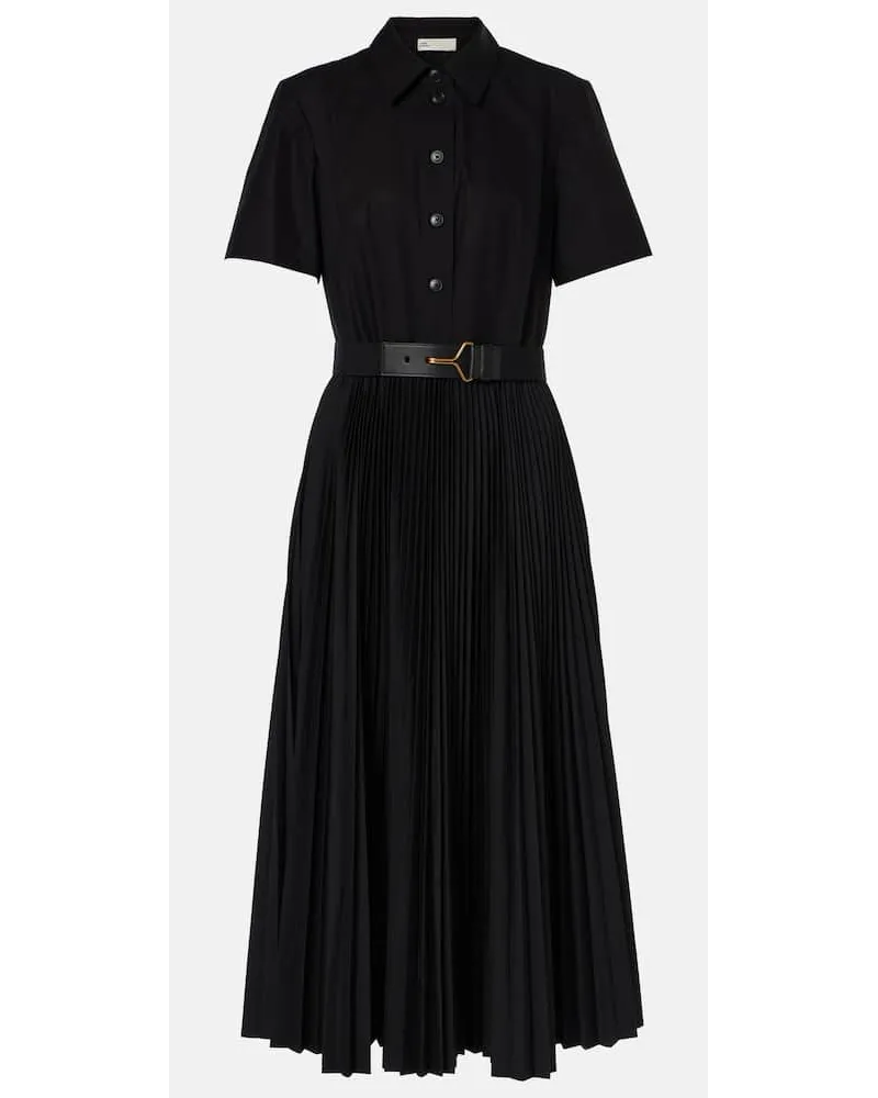 Tory Burch Midikleid aus Baumwollpopeline Schwarz