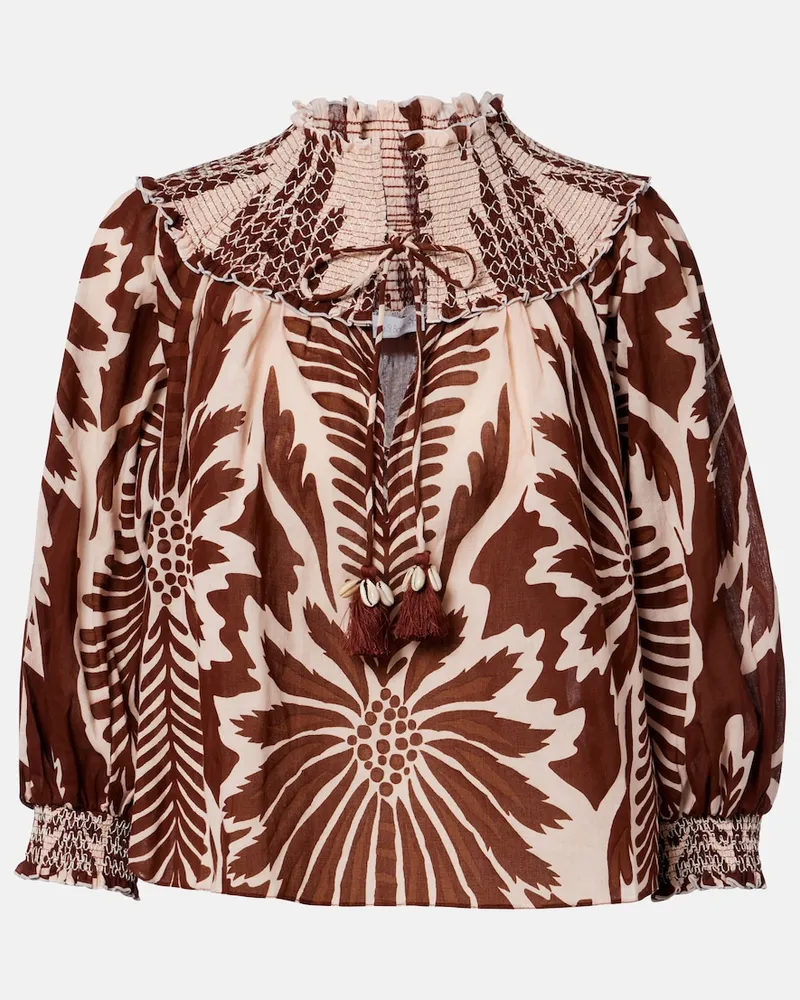 Poupette St Barth Bedruckte Bluse Ysee aus Baumwolle Braun