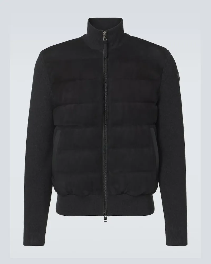 Moncler Jacke aus Wolle mit Leder Schwarz