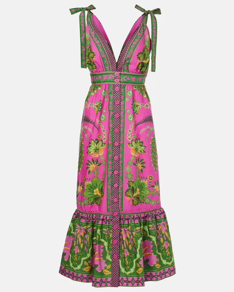 FARM Rio Midikleid Ana Tapestry Pink aus Baumwolle Pink
