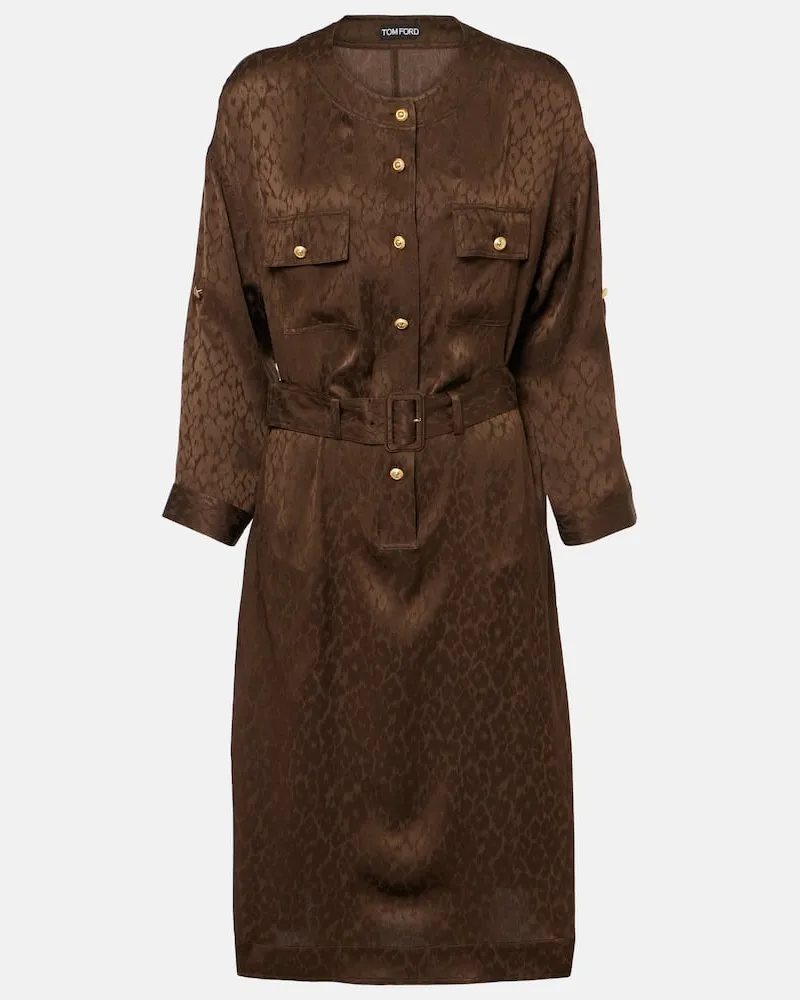 Tom Ford Midikleid aus Seiden-Jacquard Grün