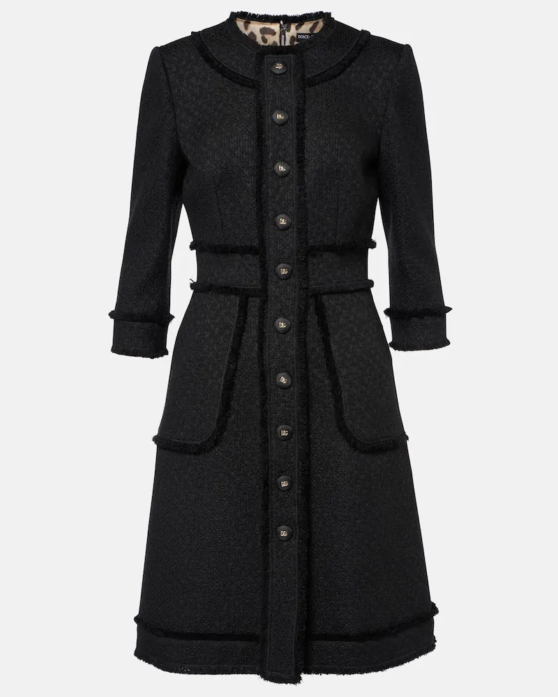 Dolce & Gabbana Midikleid DG aus Bouclé Schwarz