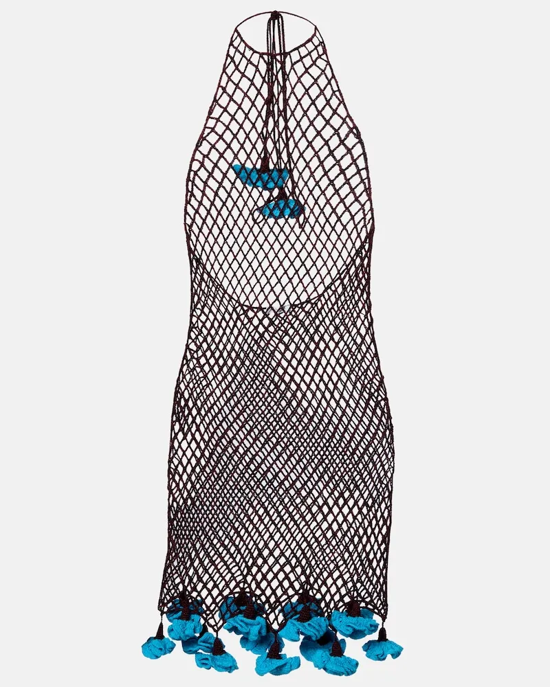 Alaïa Alaïa Minikleid aus Baumwolle Burgunderrot
