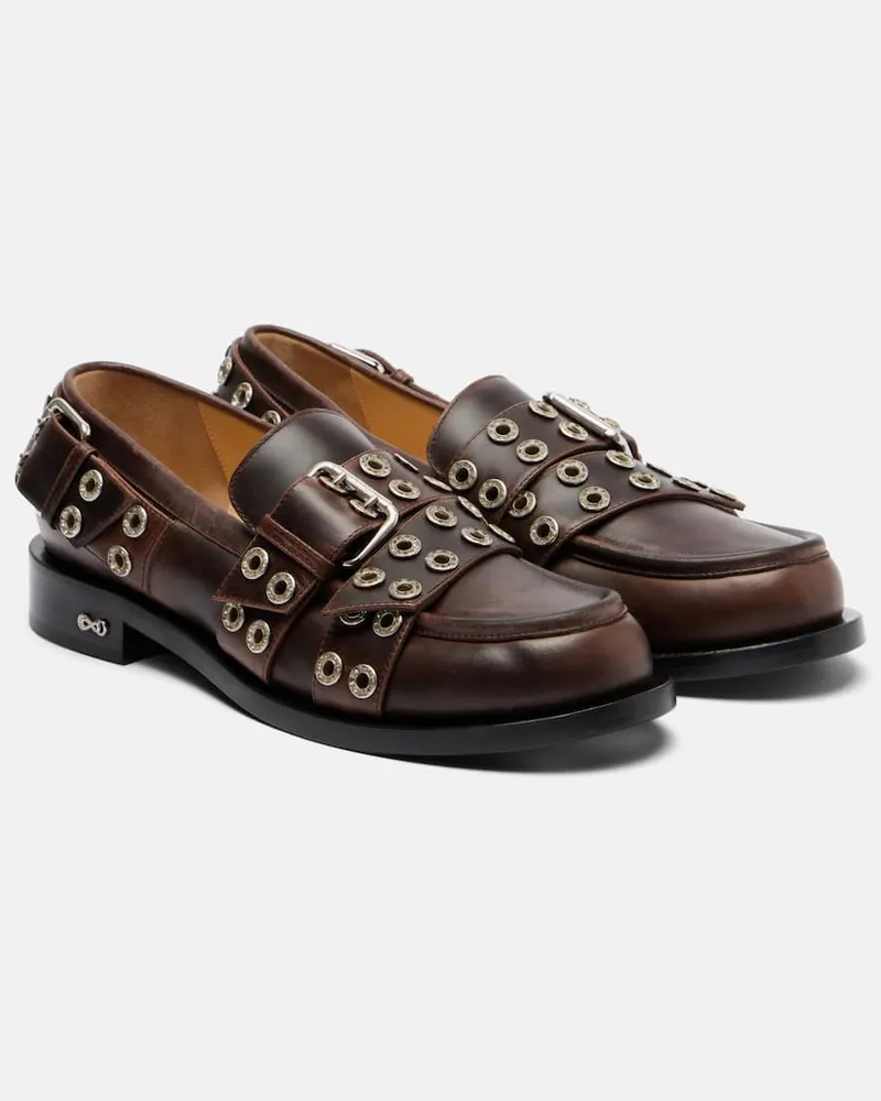 Mach & Mach Loafers Buckle Belt aus Leder Braun