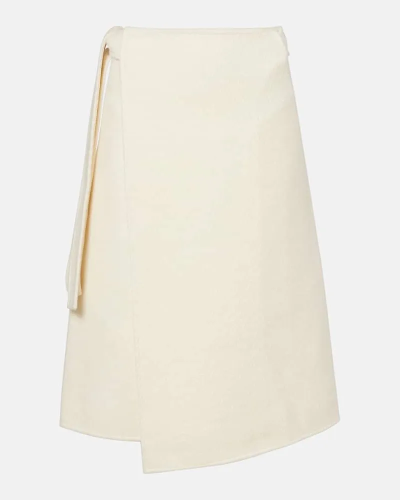 Proenza Schouler High-Rise Wickelrock Bodhi aus Bouclé Weiß