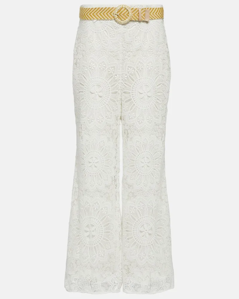Zimmermann High-Rise-Hose aus Guipure-Spitze Weiã