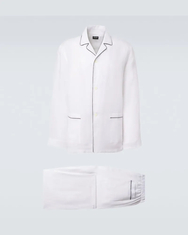 Ermenegildo Zegna Pyjama aus Leinen Weiß