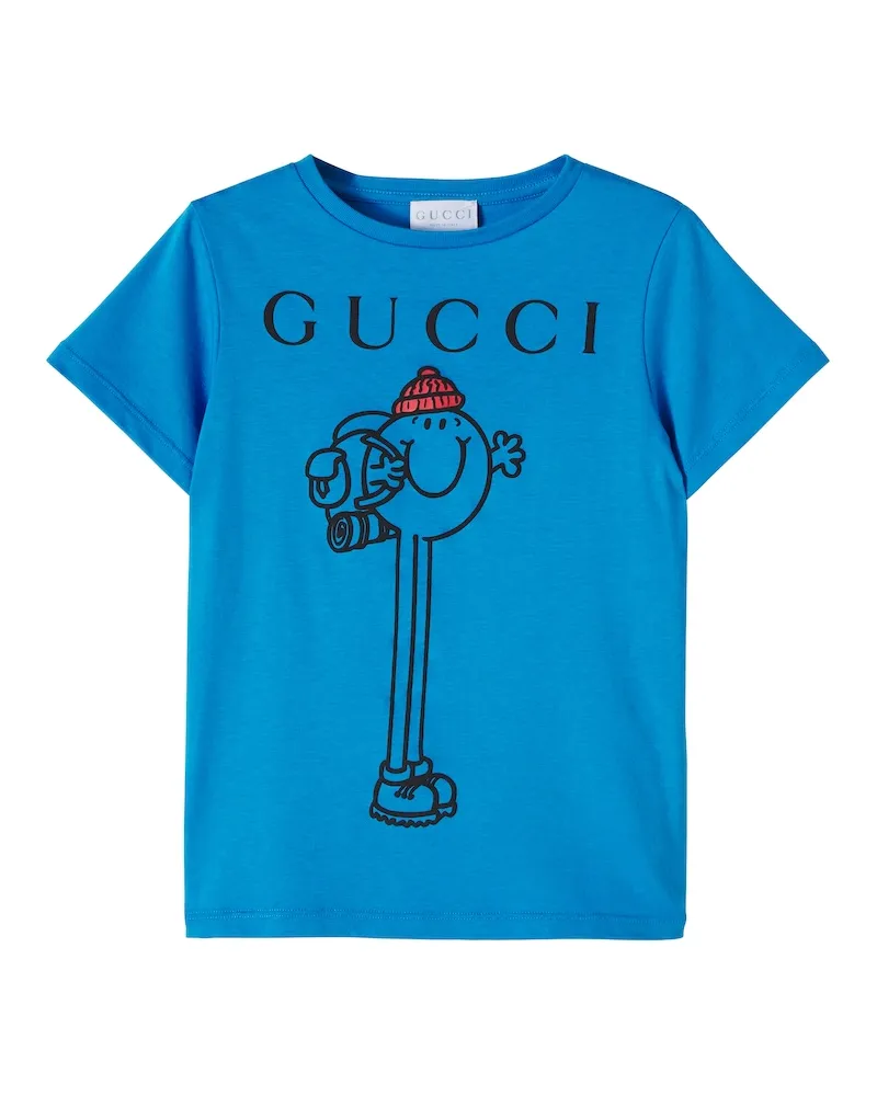 Gucci X Mr. Men Little Miss T-Shirt aus Baumwoll-Jersey Blau