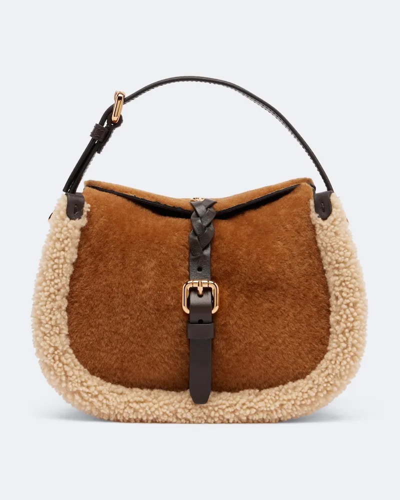 Etro Henkeltasche Pony Small aus Shearling Braun