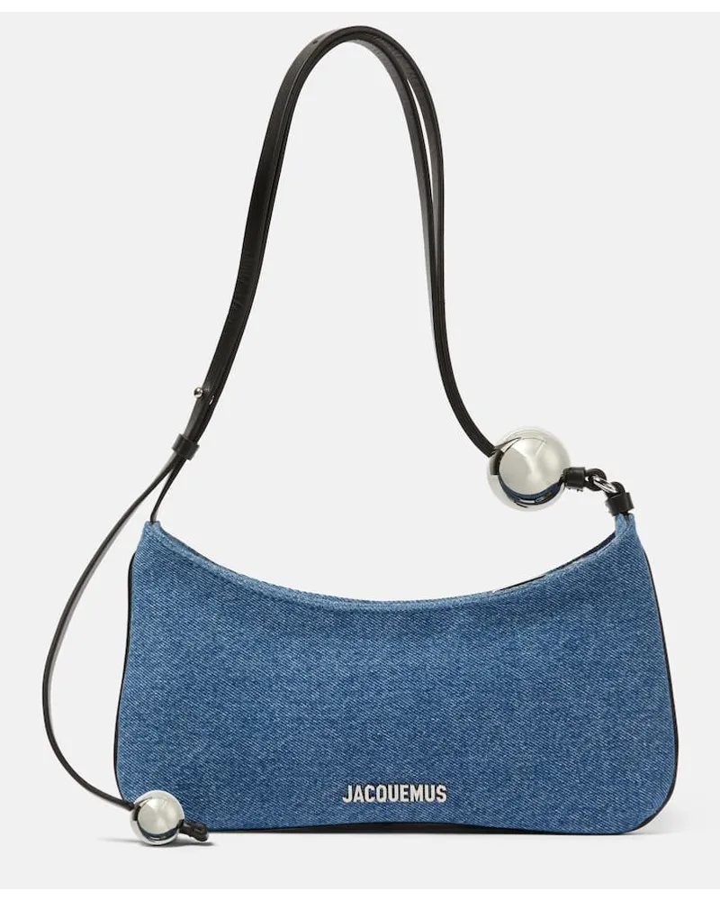 Jacquemus Schultertasche Le Bisou Perle aus Denim Blau