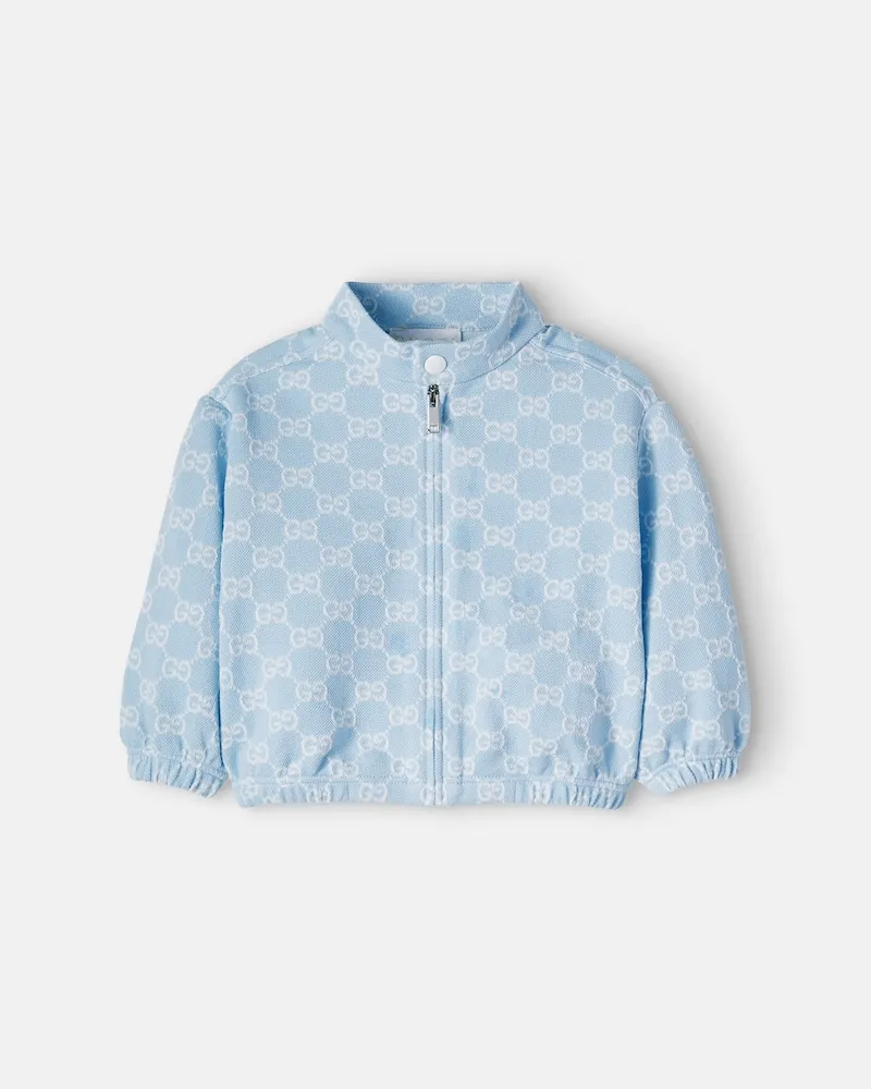 Gucci Baby Jacke GG aus Baumwoll-Piqué Blau