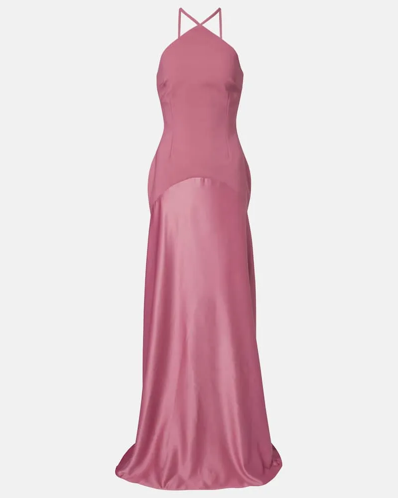 Solace London Robe Florie mit Satin Rosa