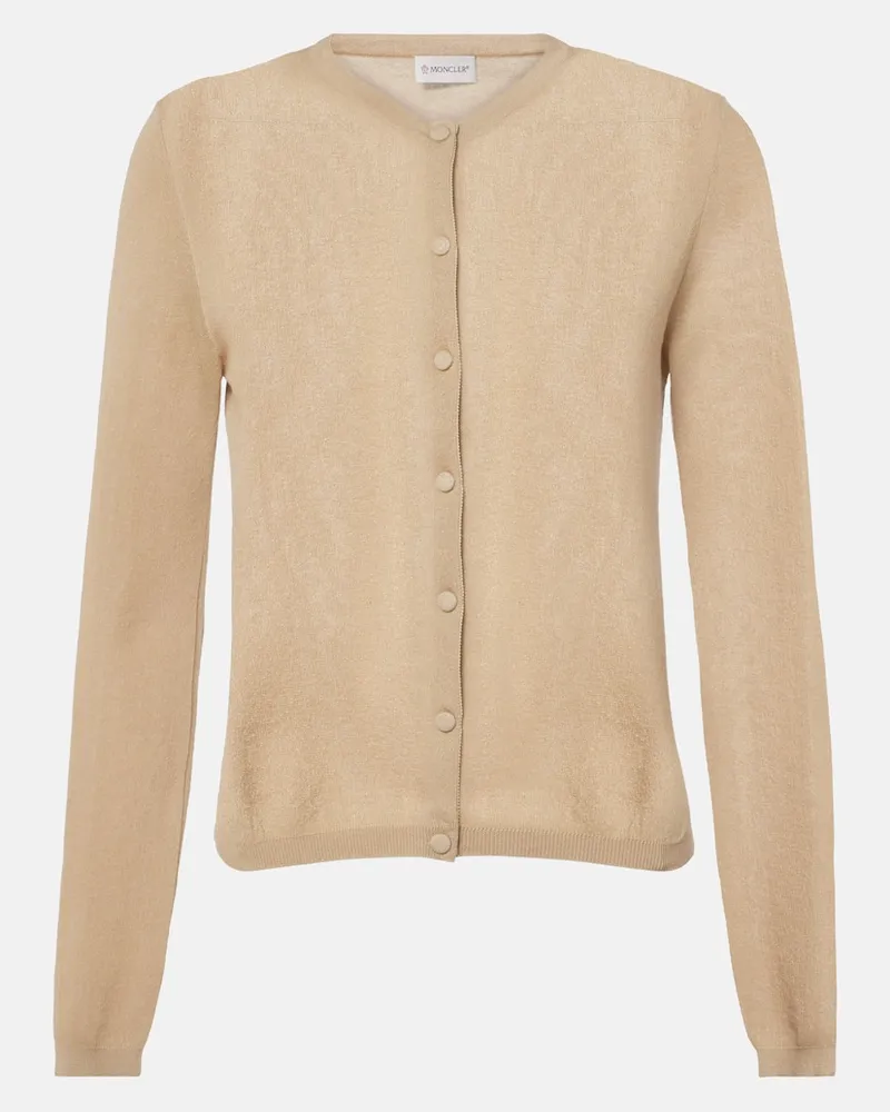 Moncler Cardigan aus einem Baumwollgemisch Beige