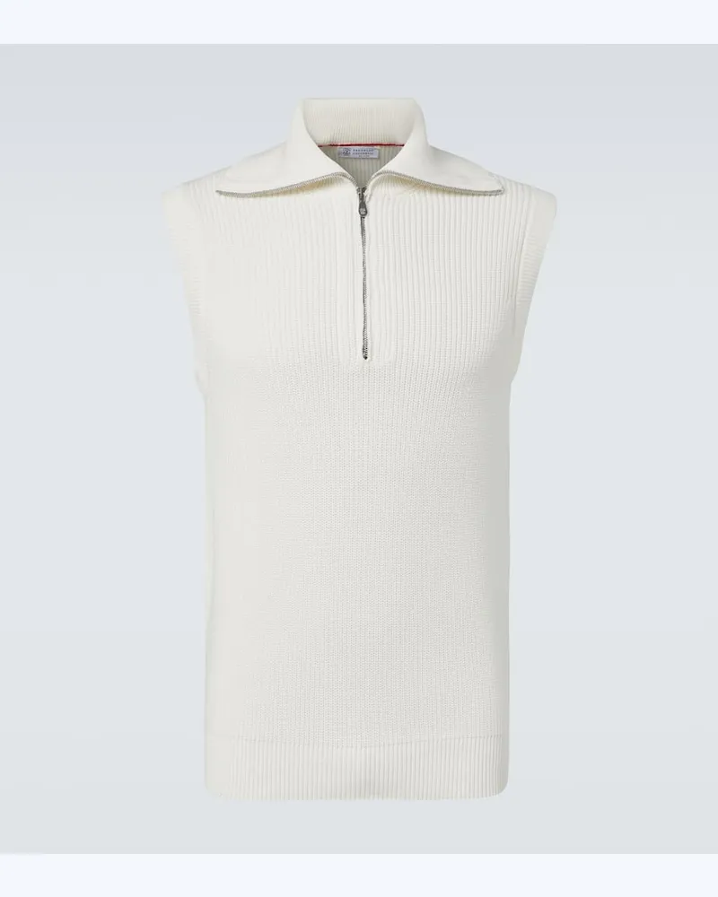 Brunello Cucinelli Pullunder aus Baumwolle Weiã