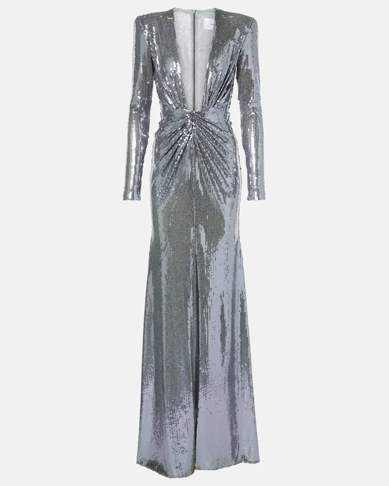 Alex Perry Robe mit Pailletten Silber