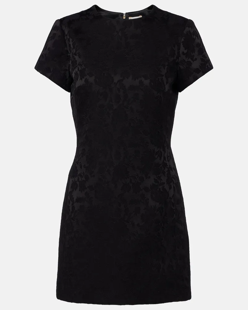 Saint Laurent Minikleid Cassandre aus Devoré Schwarz
