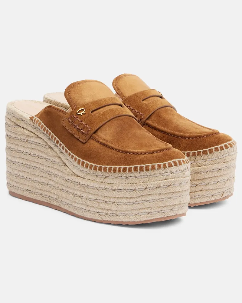 Gianvito Rossi Espadrille-Wedges Maxilla aus Veloursleder Braun